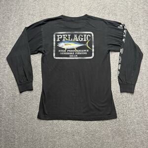 Pelagic Long Sleeve T-Shirt Mens Medium Black Graphic Cotton Fish Performance